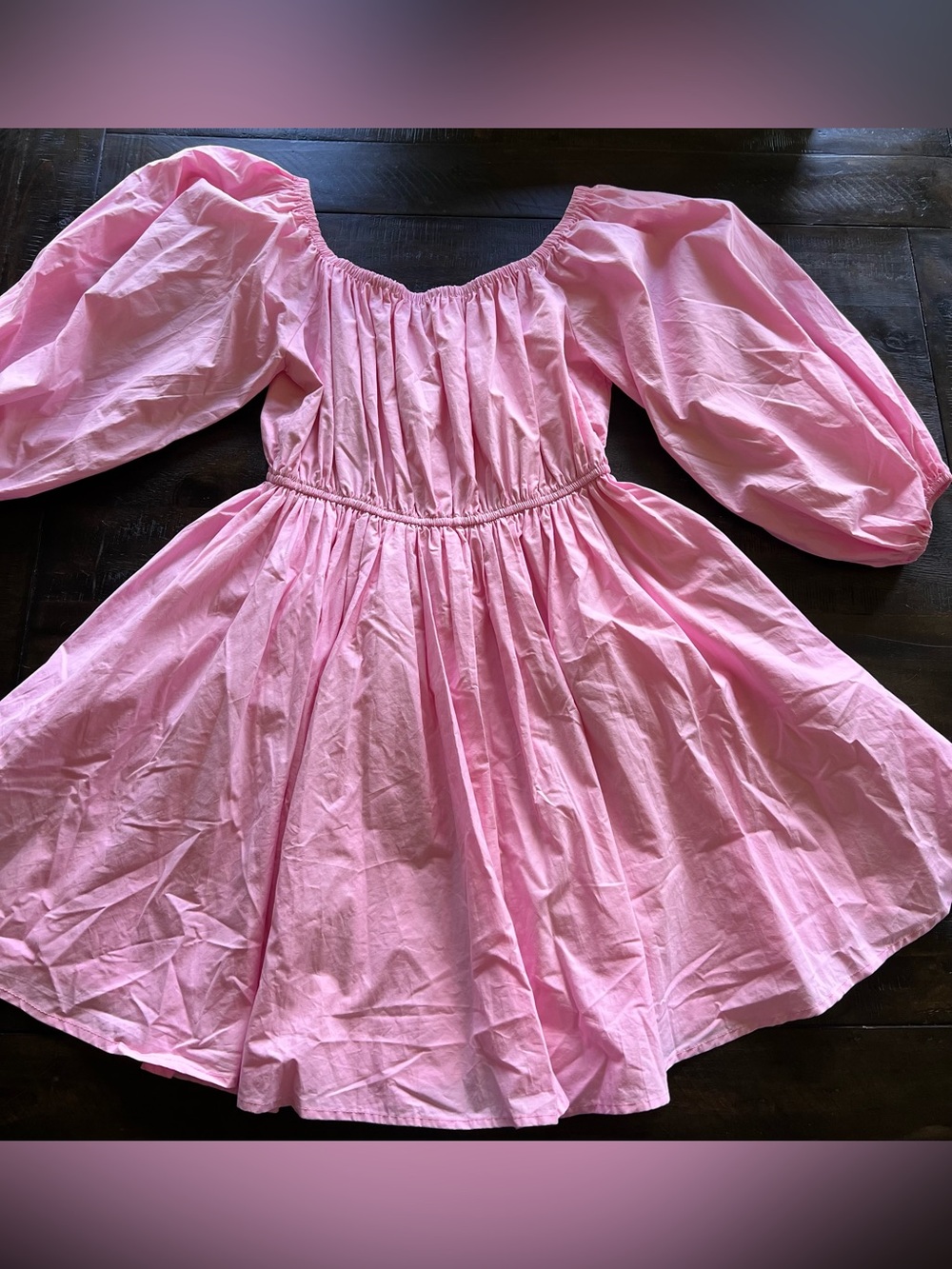 Mable by Anthropologie Pink Puff Sleeve Babydoll Mini Dress Lined Womens Medium - Picture 5 of 10